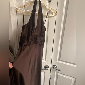 NWT brown satin halter dress by LOFT